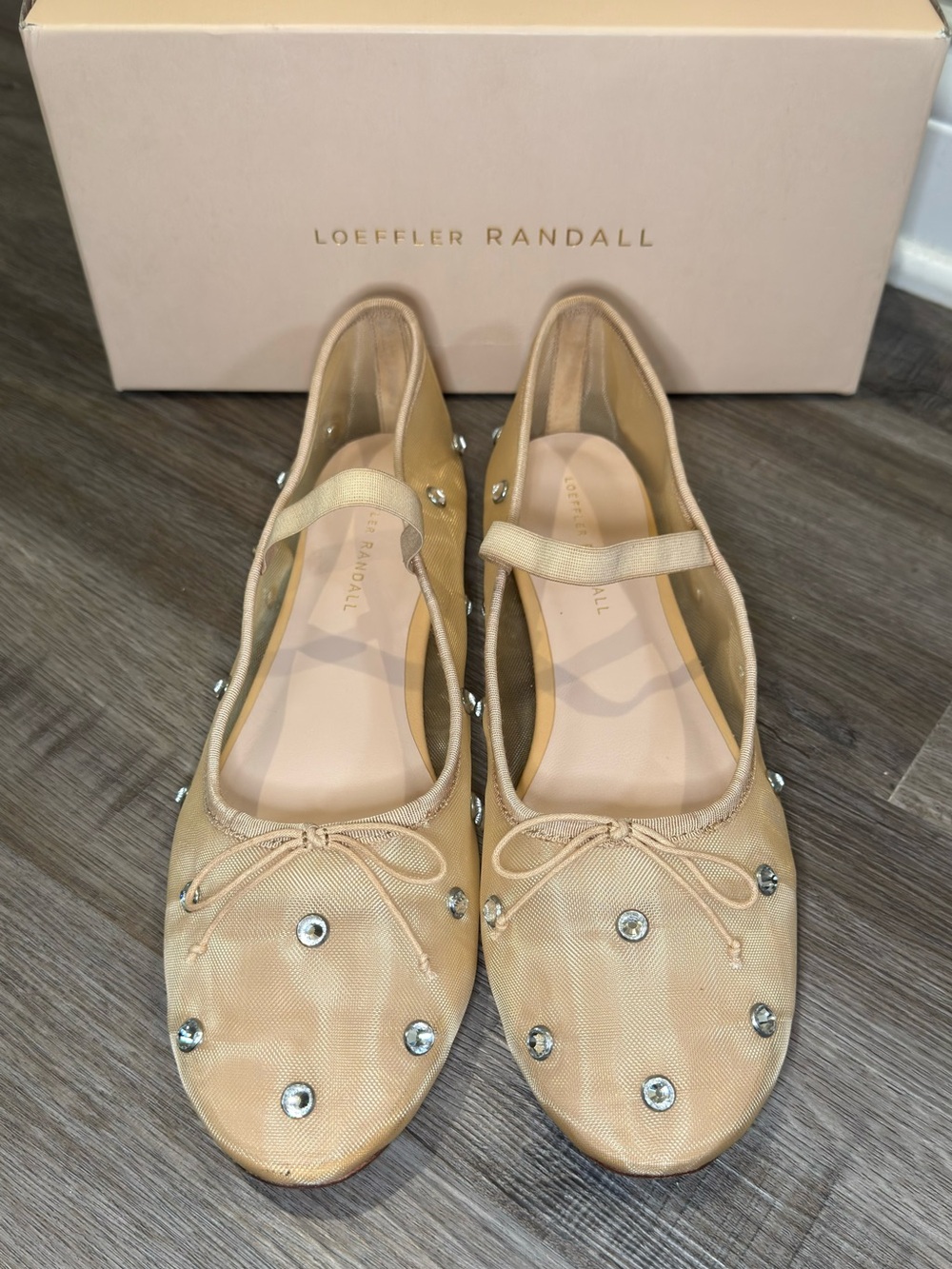 Loeffler Randall Leonie Caramel Crystal Ballet Flats